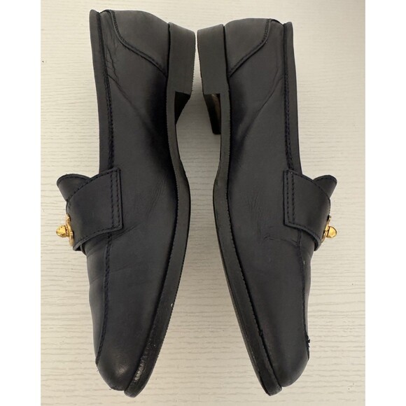 CHANEL Vintage Archival Gold Turnlock Classic Black Leather Loafers Shoes EU38 - Picture 6 of 12